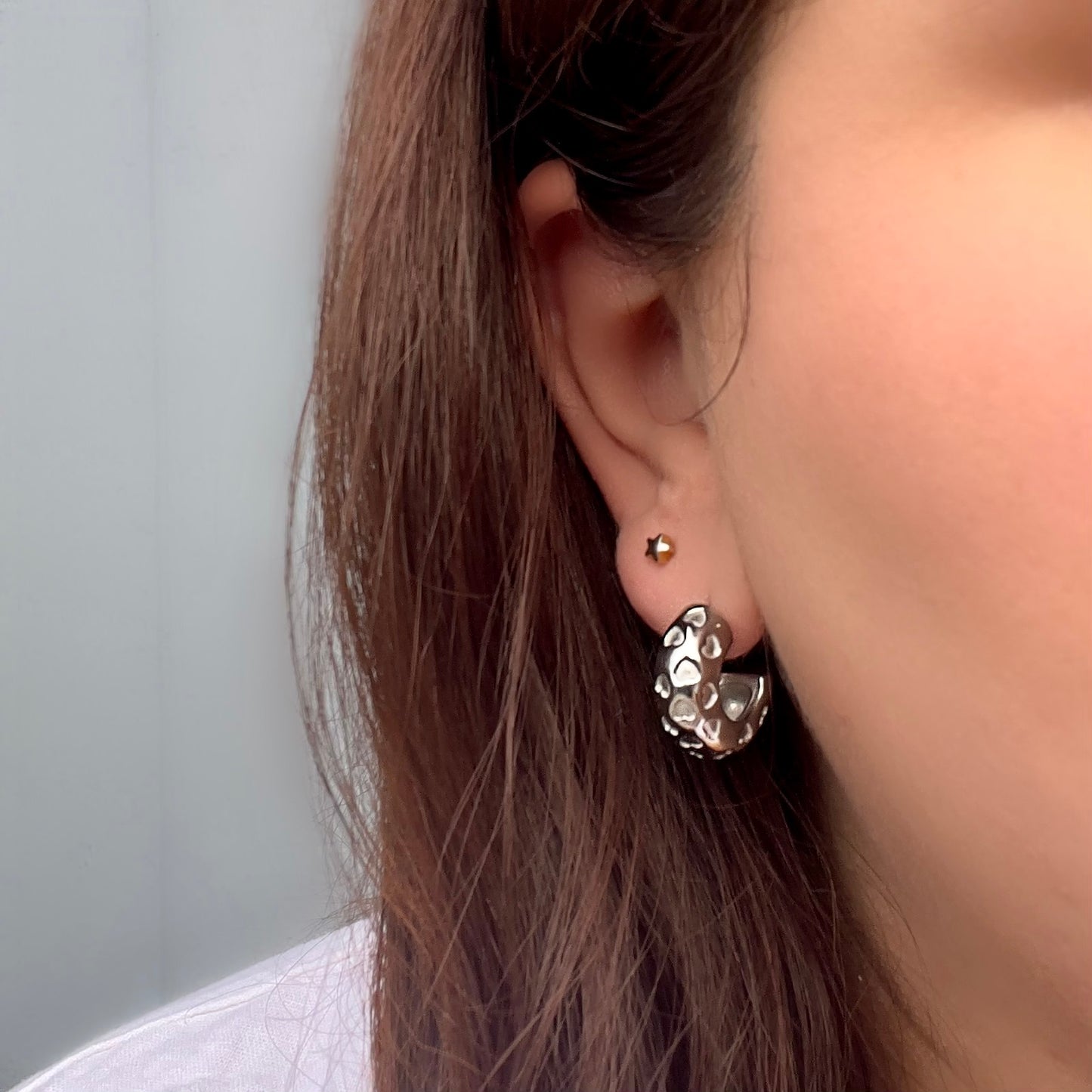 Small Silver Heart Hoops