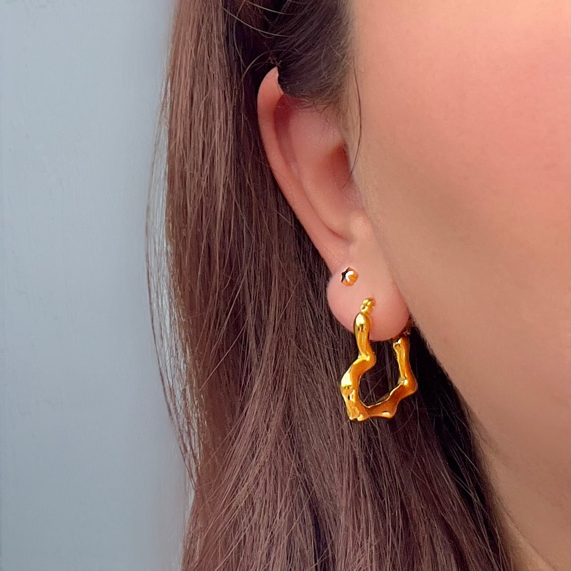 Small Bamboo Heart Hoops