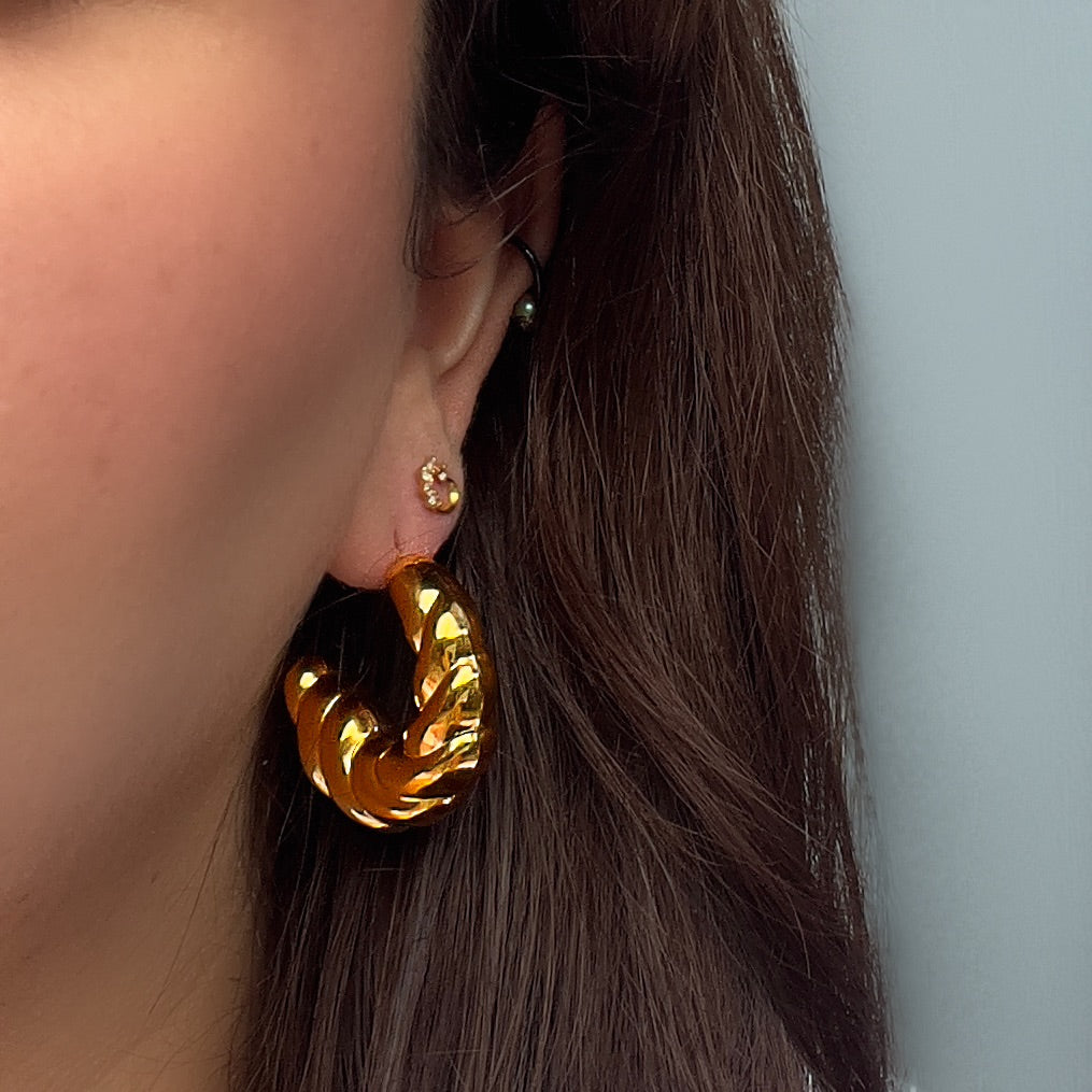 Gold Spiral Hoops