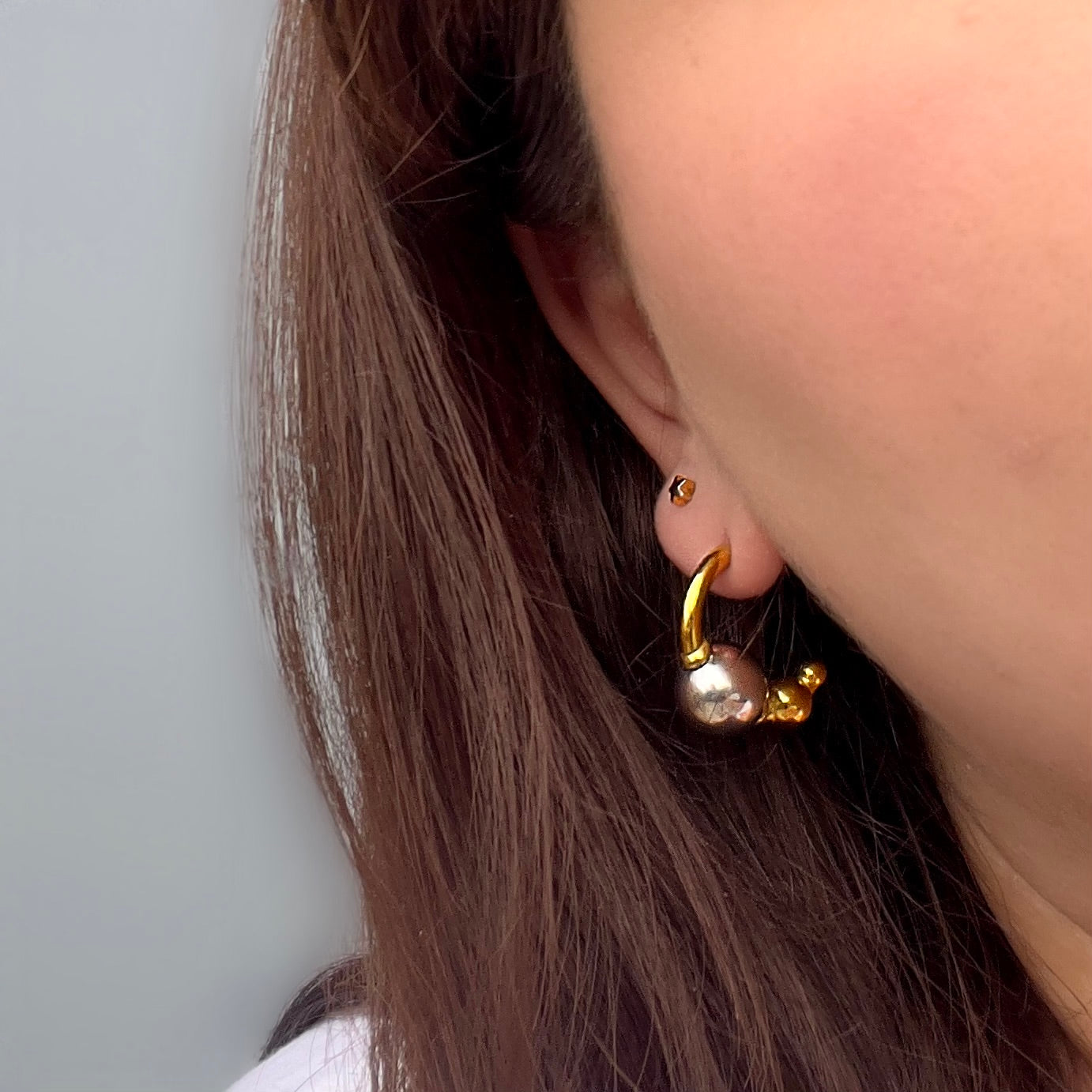 Duo Color Bead Hoops