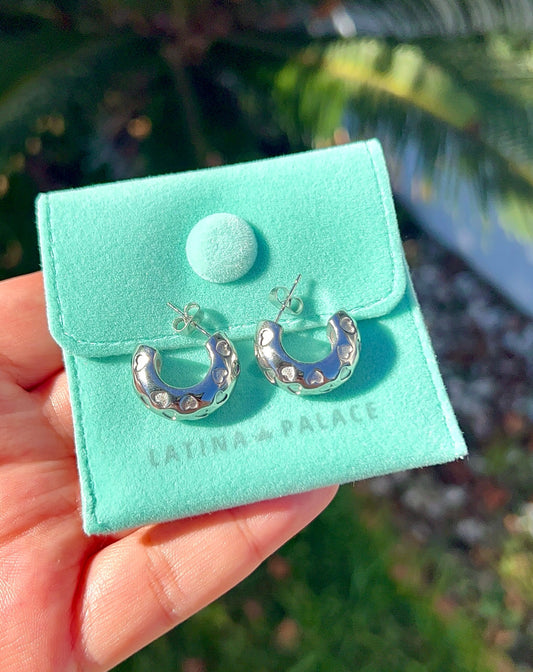 Small Silver Heart Hoops