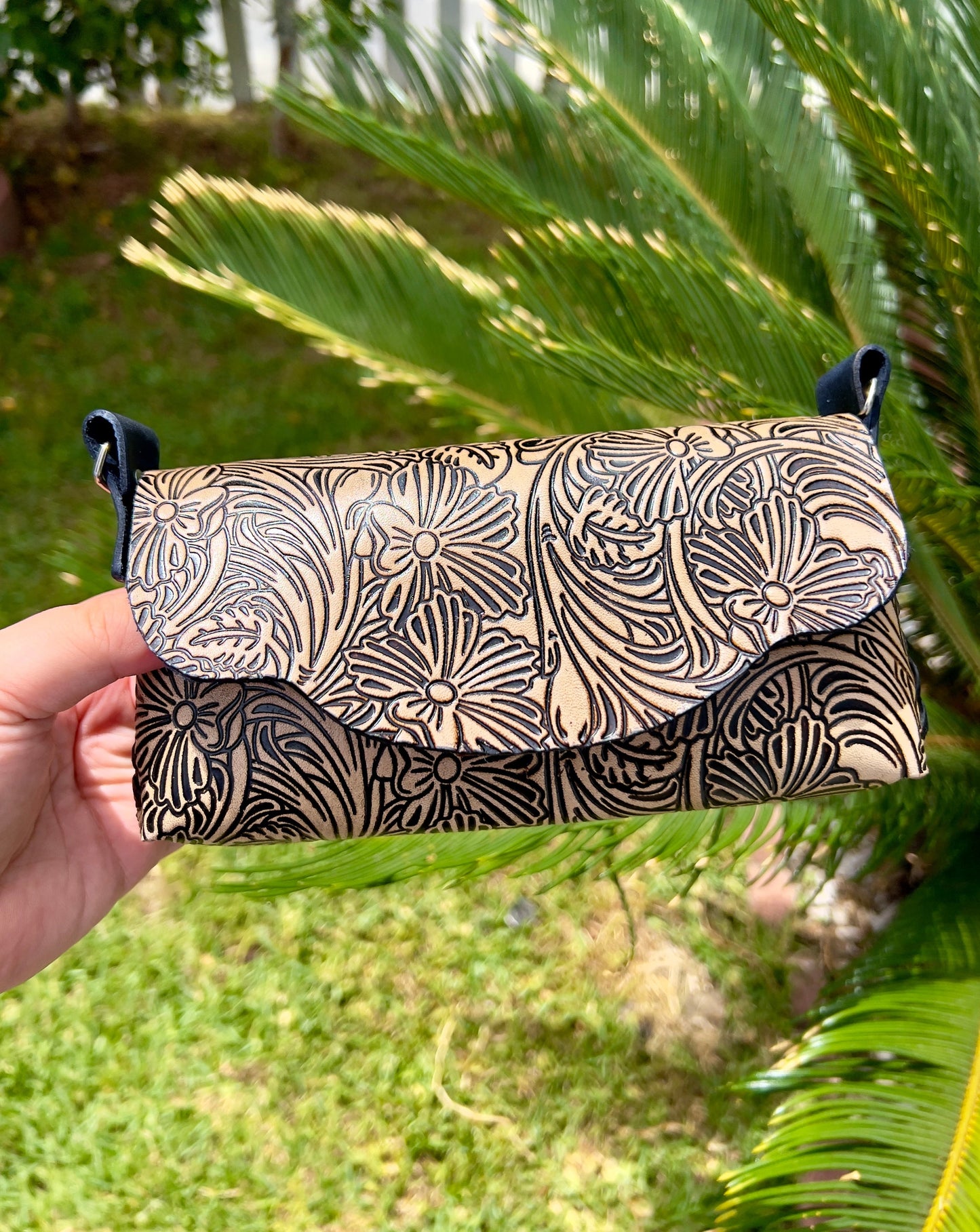 Tooled Leather Wallet Purse