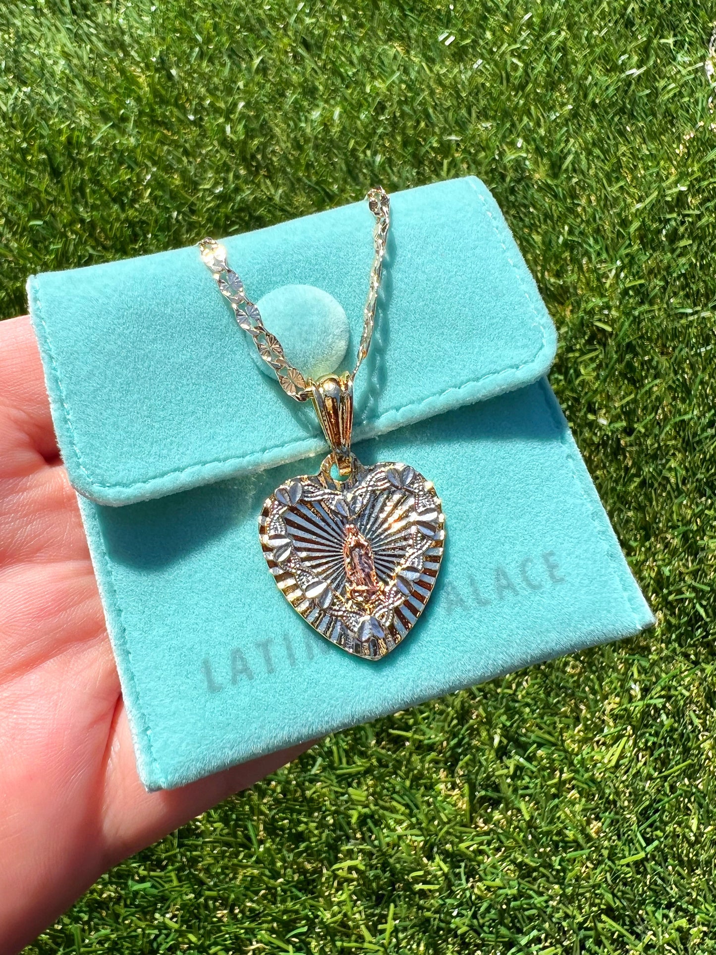 Tricolor Virgin Mary Corazon Necklace