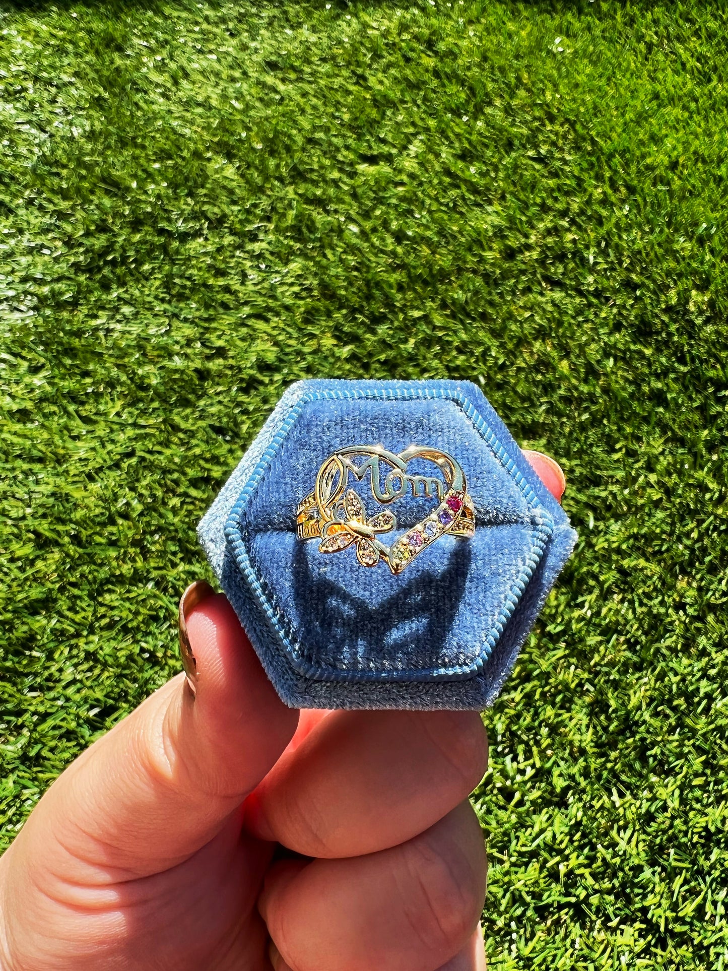 Gold "MOM" Ring