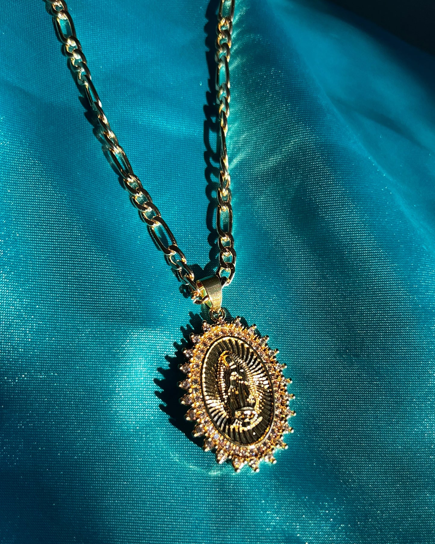 18k CZ Virgin Mary Necklace