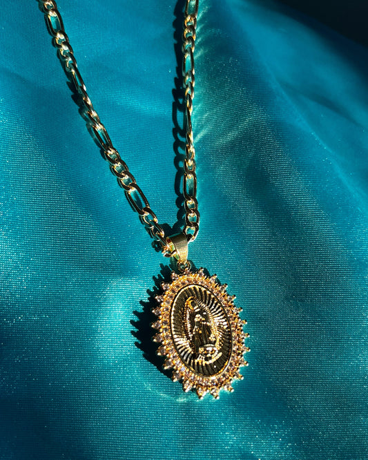 18k CZ Virgin Mary Necklace