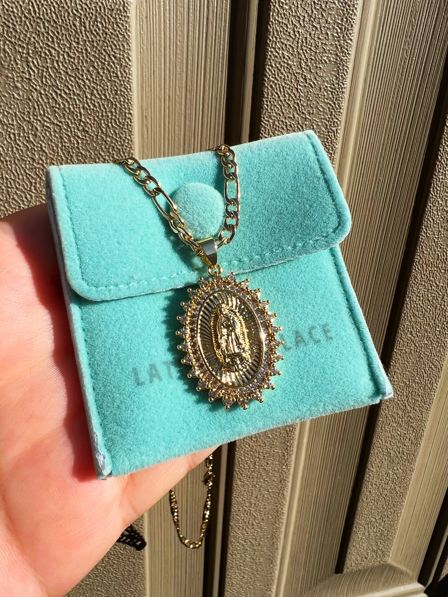 18k CZ Virgin Mary Necklace