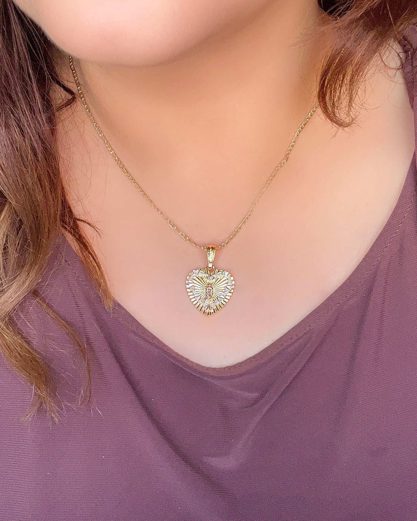 Tricolor Virgin Mary Corazon Necklace