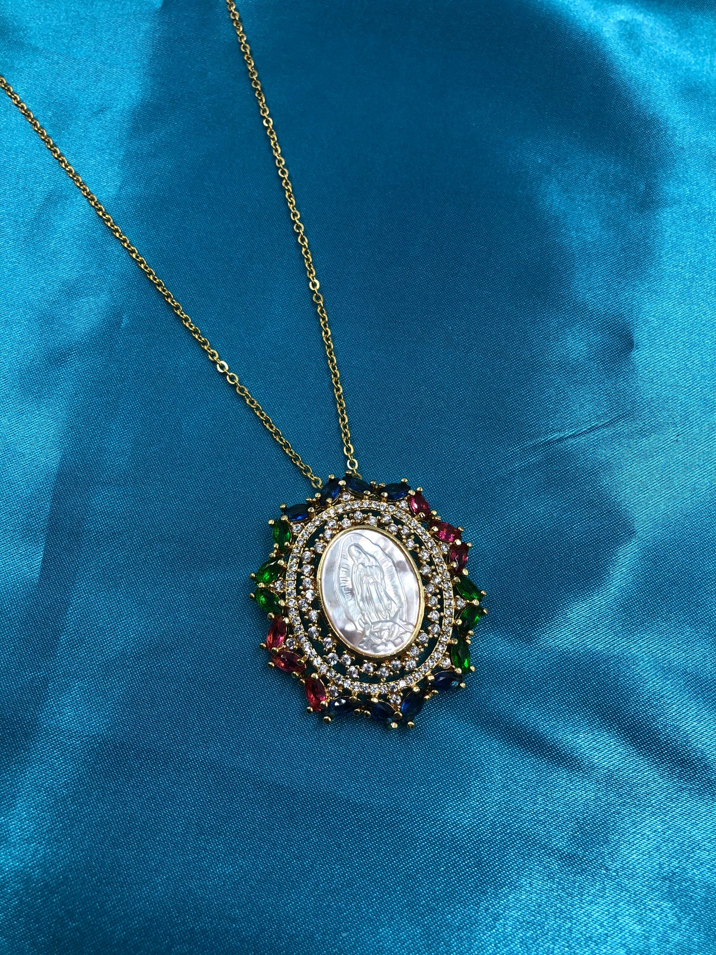 Colorful CZ Virgencita Necklace - Latina Palace
