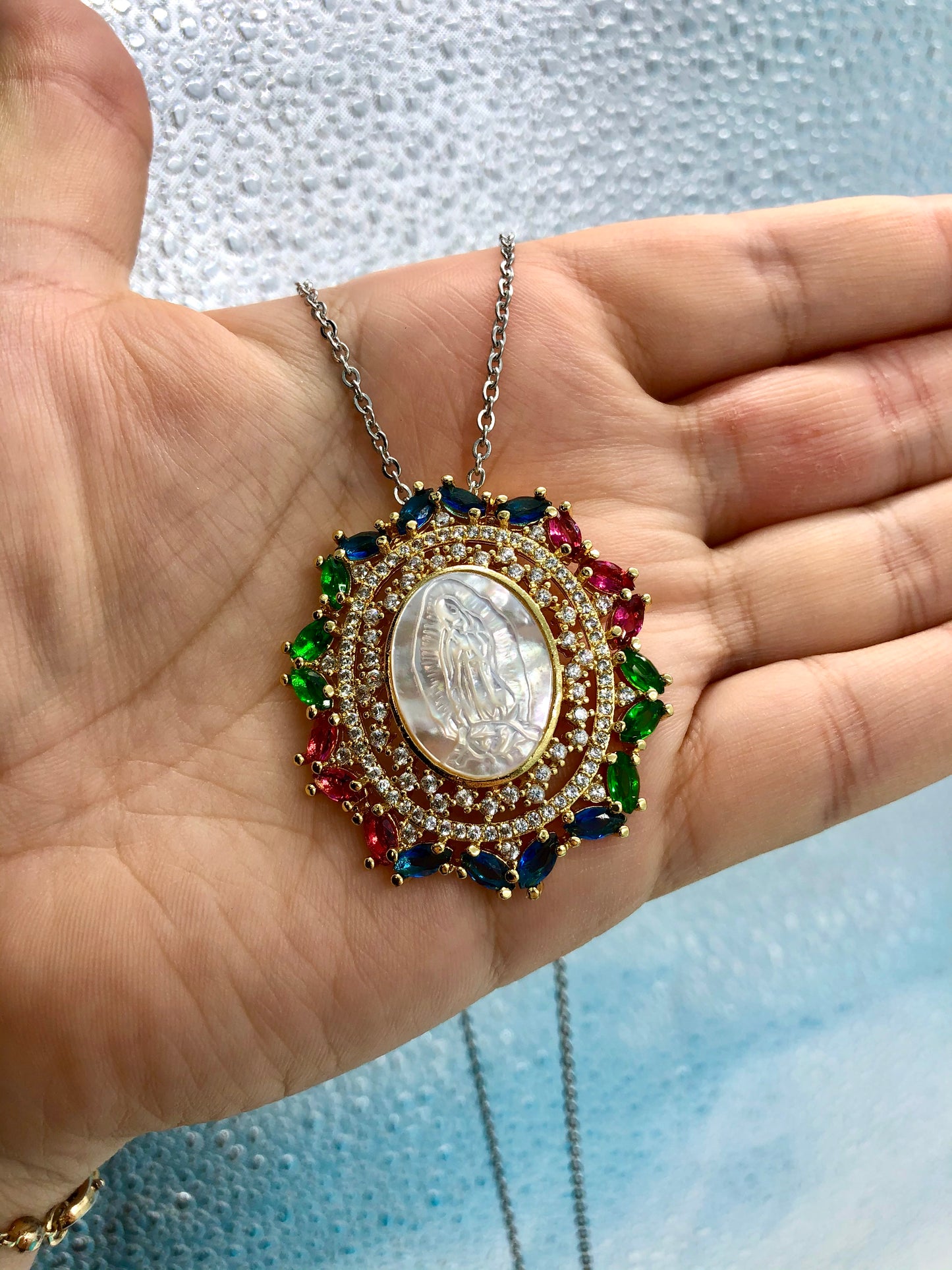 Colorful CZ Virgencita Necklace - Latina Palace