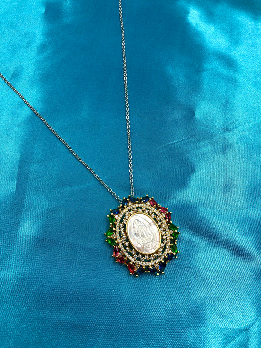 Colorful CZ Virgencita Necklace - Latina Palace