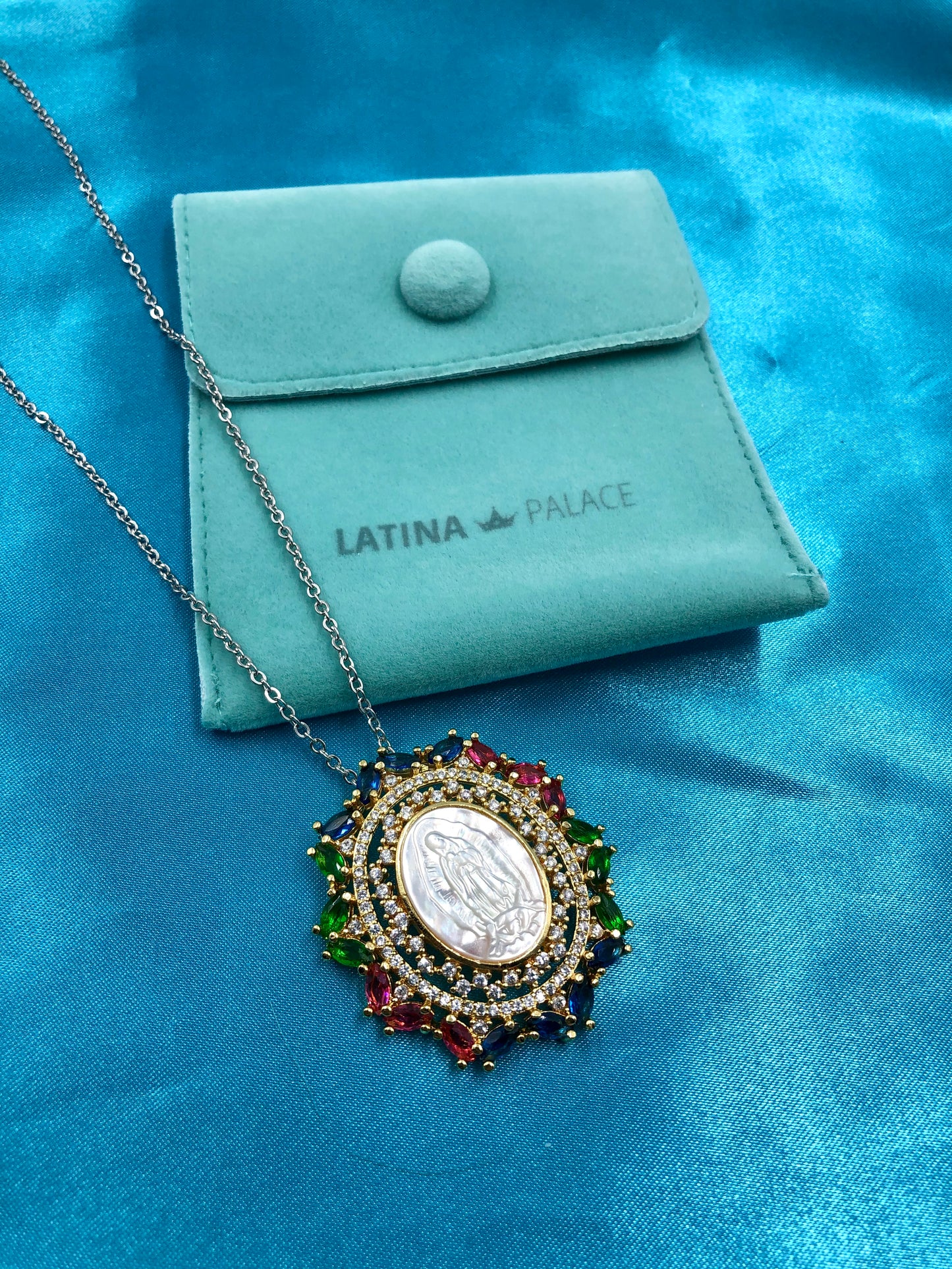 Colorful CZ Virgencita Necklace - Latina Palace
