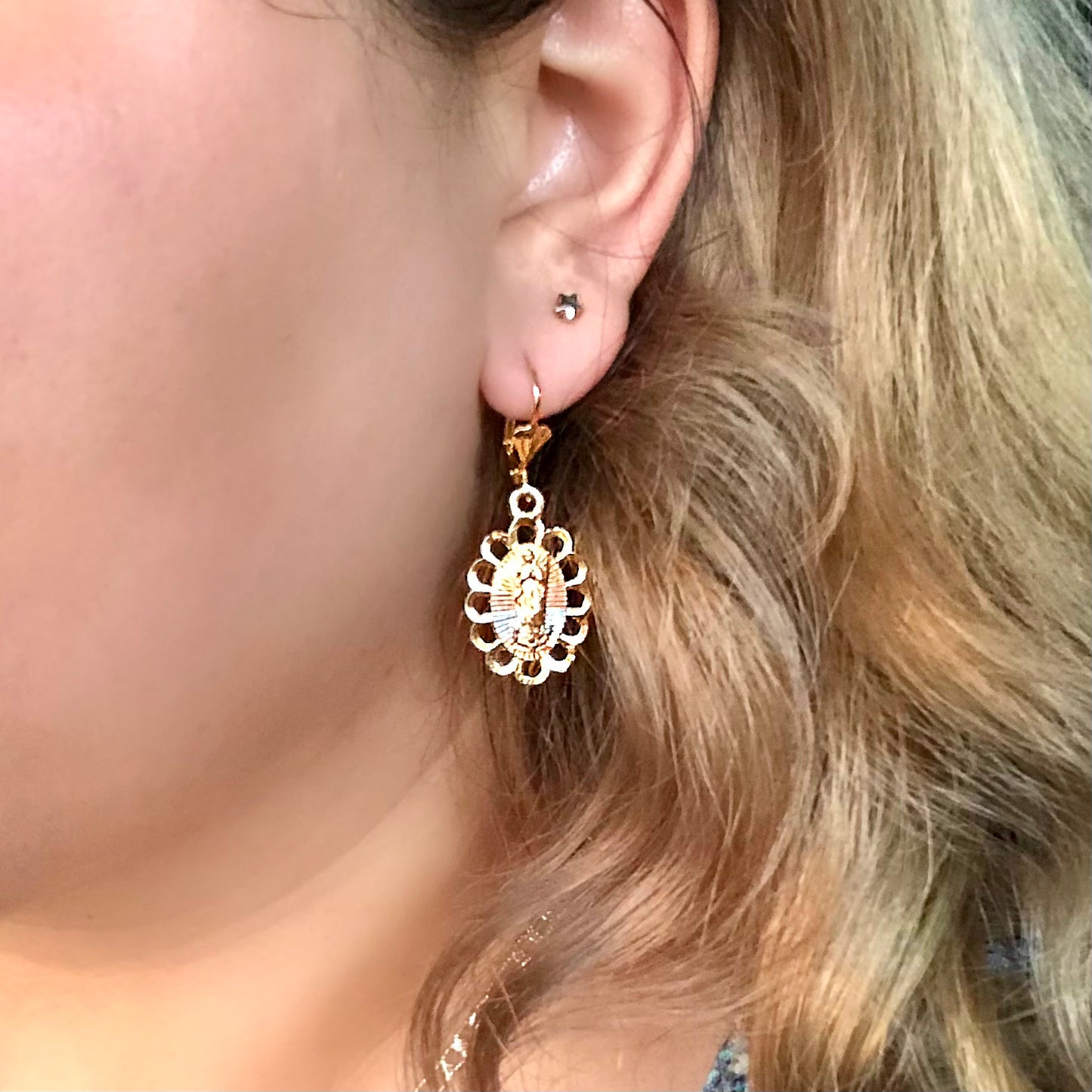 Flower Virgin Mary Earrings - Latina Palace