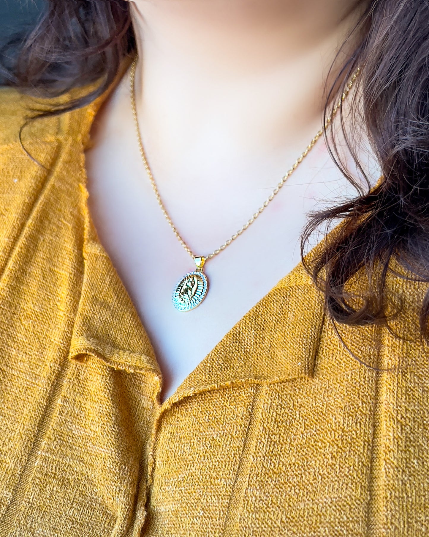 Dainty Oval Virgin Mary