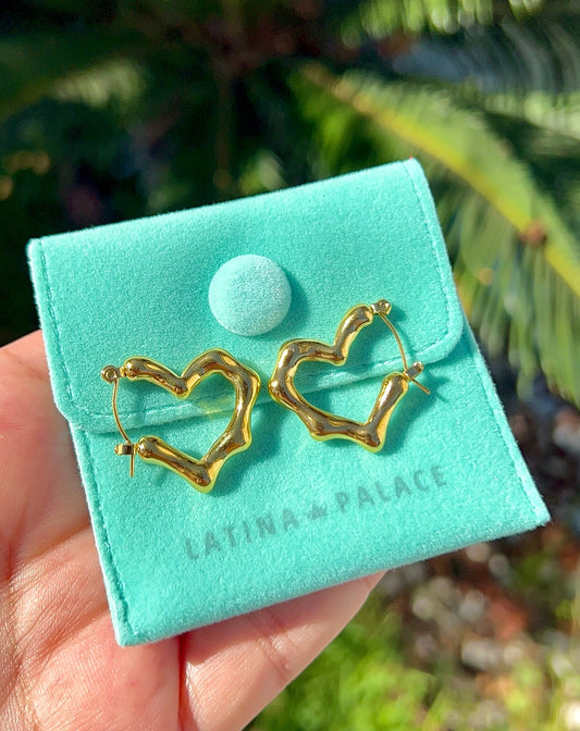 Small Bamboo Heart Hoops