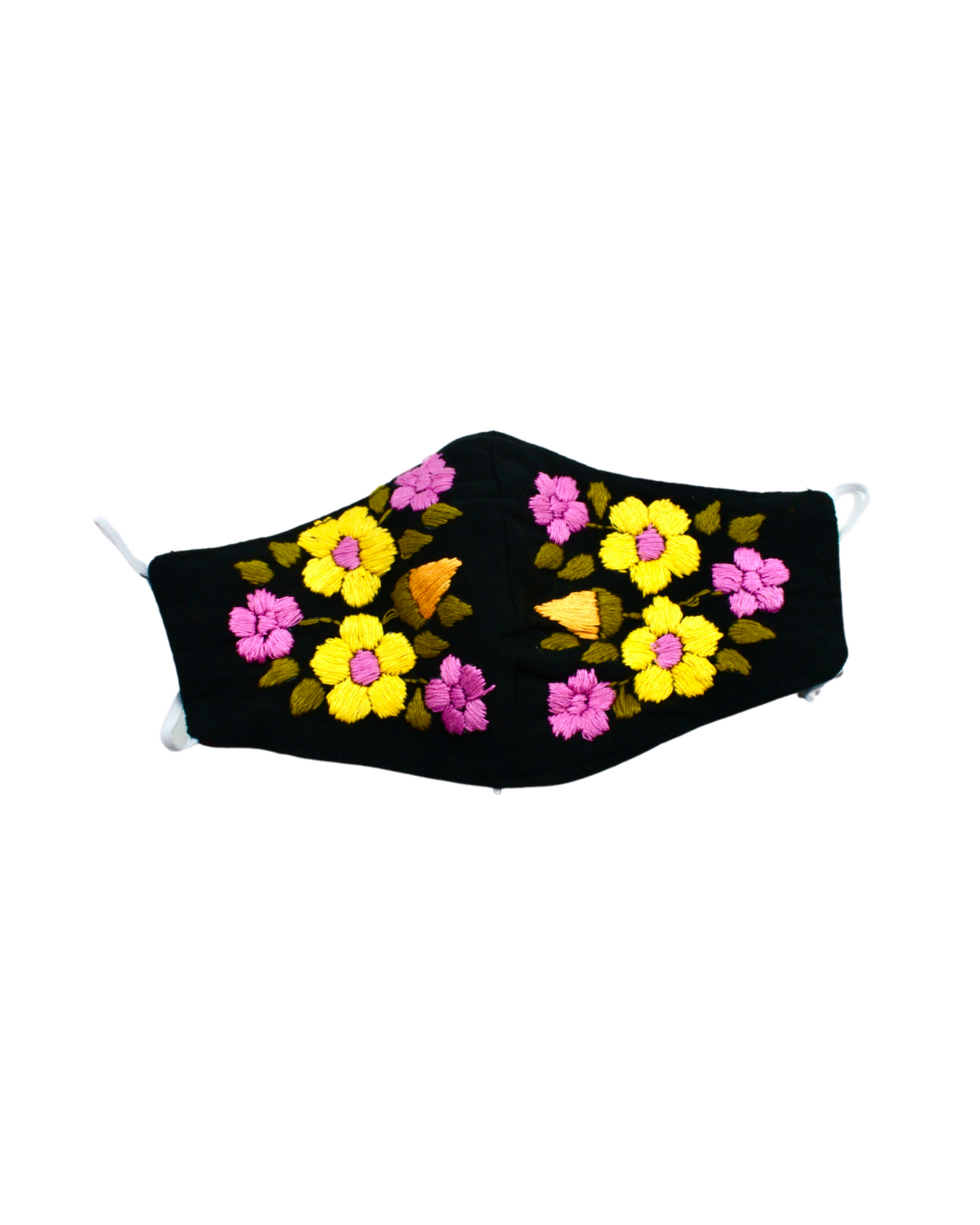 BLACK/YELLOW FLOWER MASK - Latina Palace