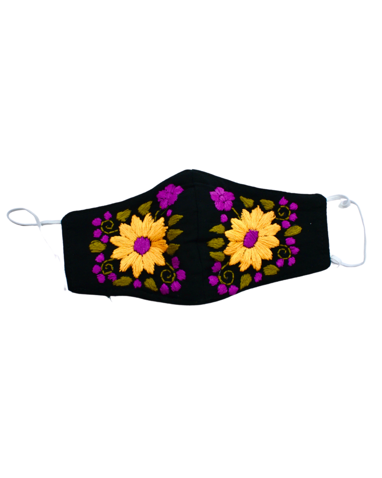 BLACK/YELLOW FLOWER MASK - Latina Palace