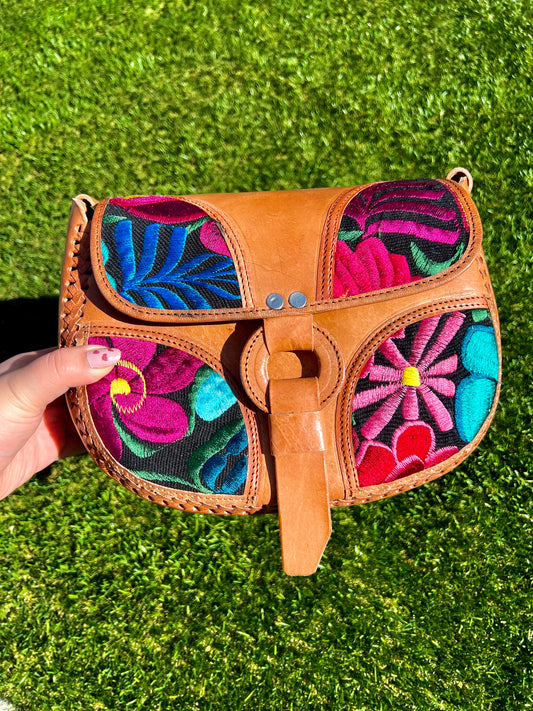 Leather Embroidered Purse