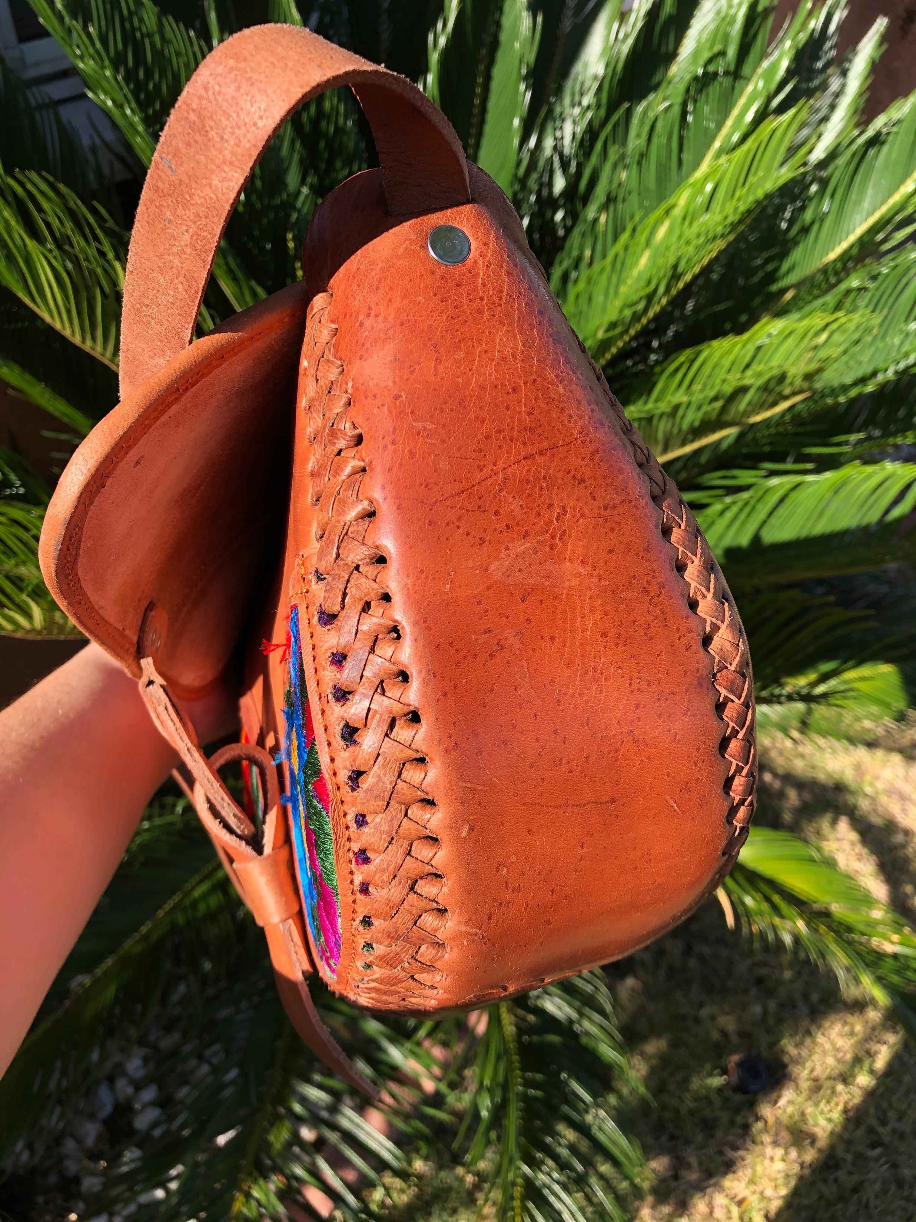 Leather discount embroidered purse