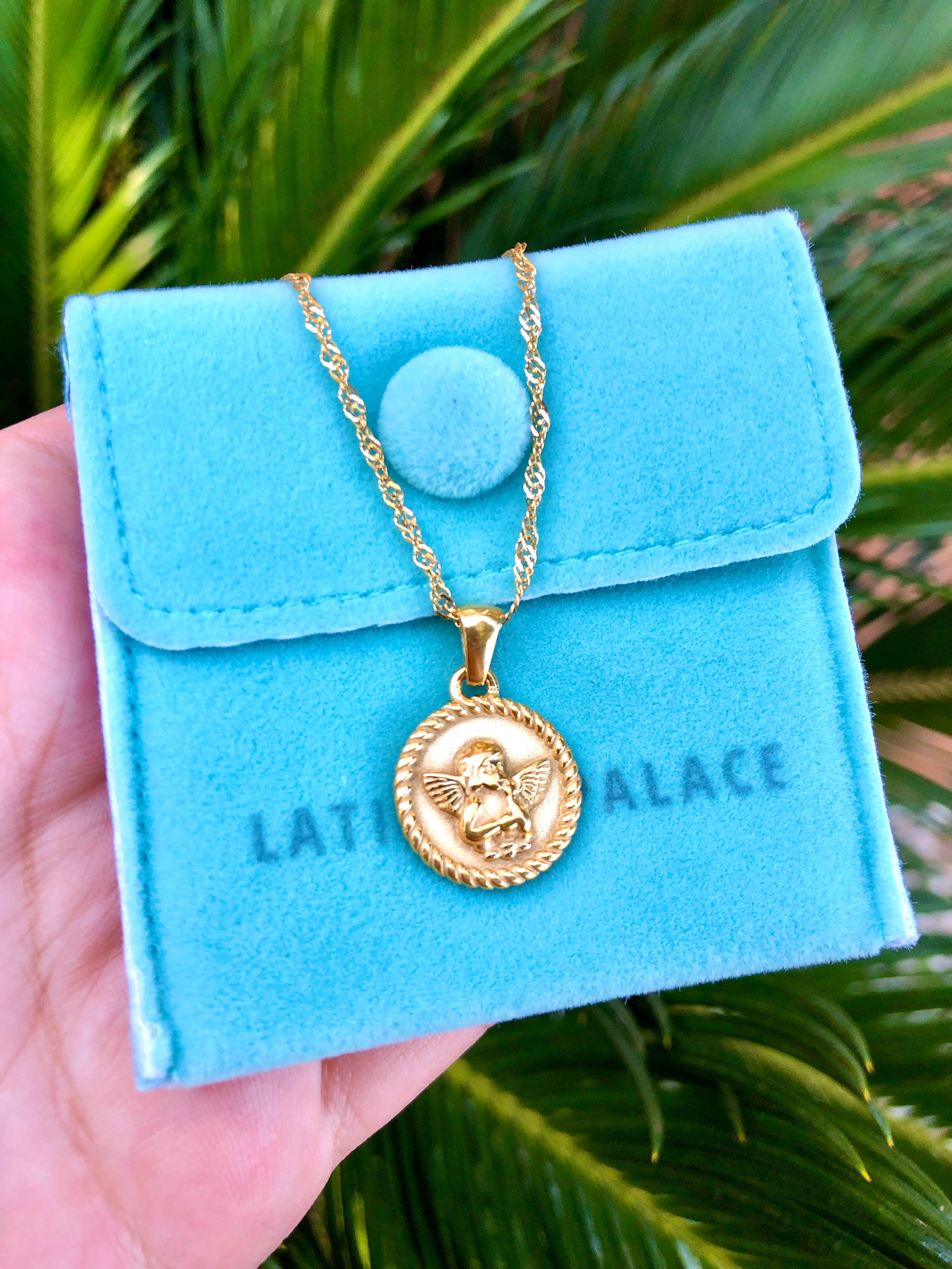 Gold angel sale coin necklace