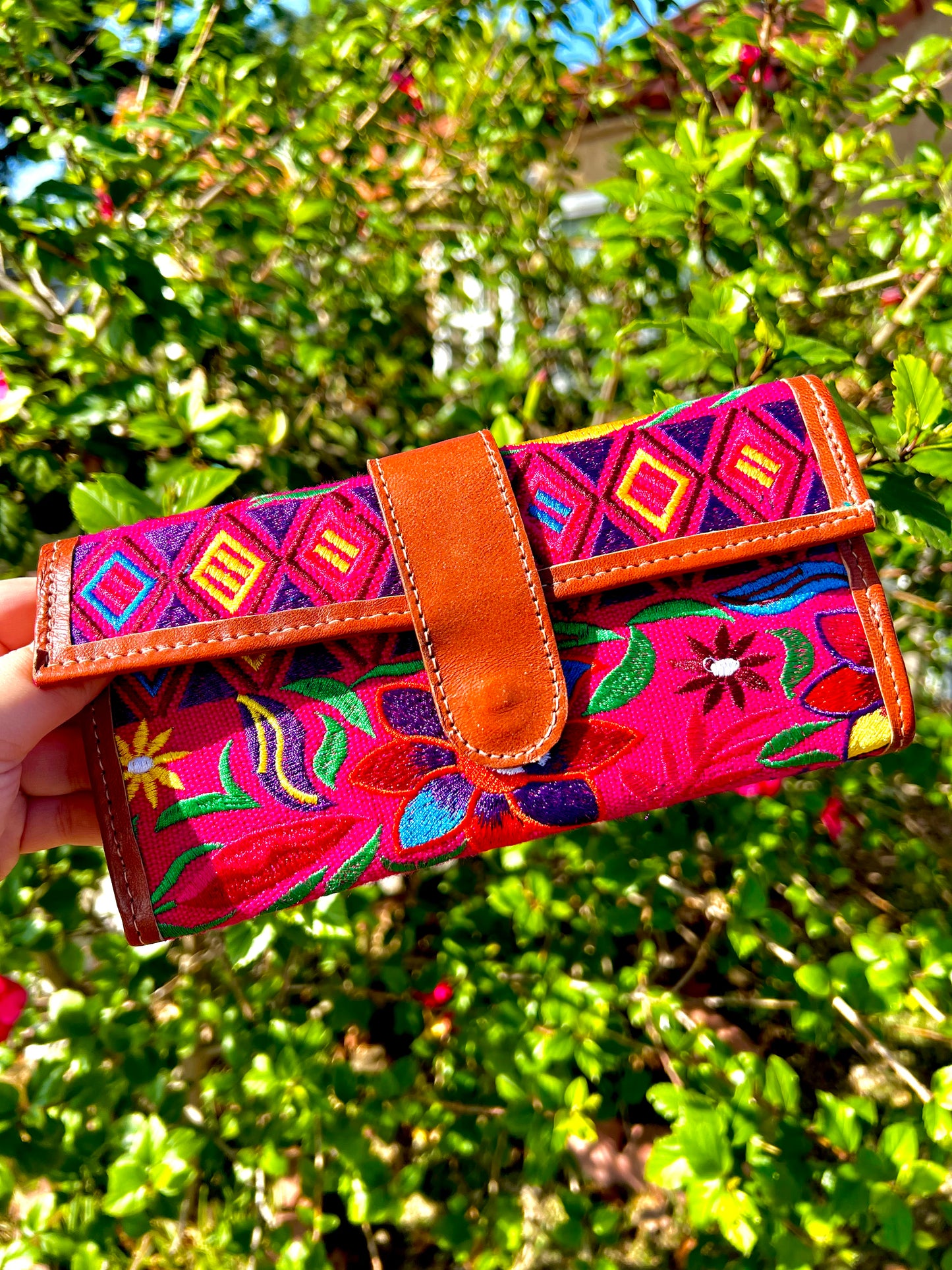 Pink Embroidered Wallet
