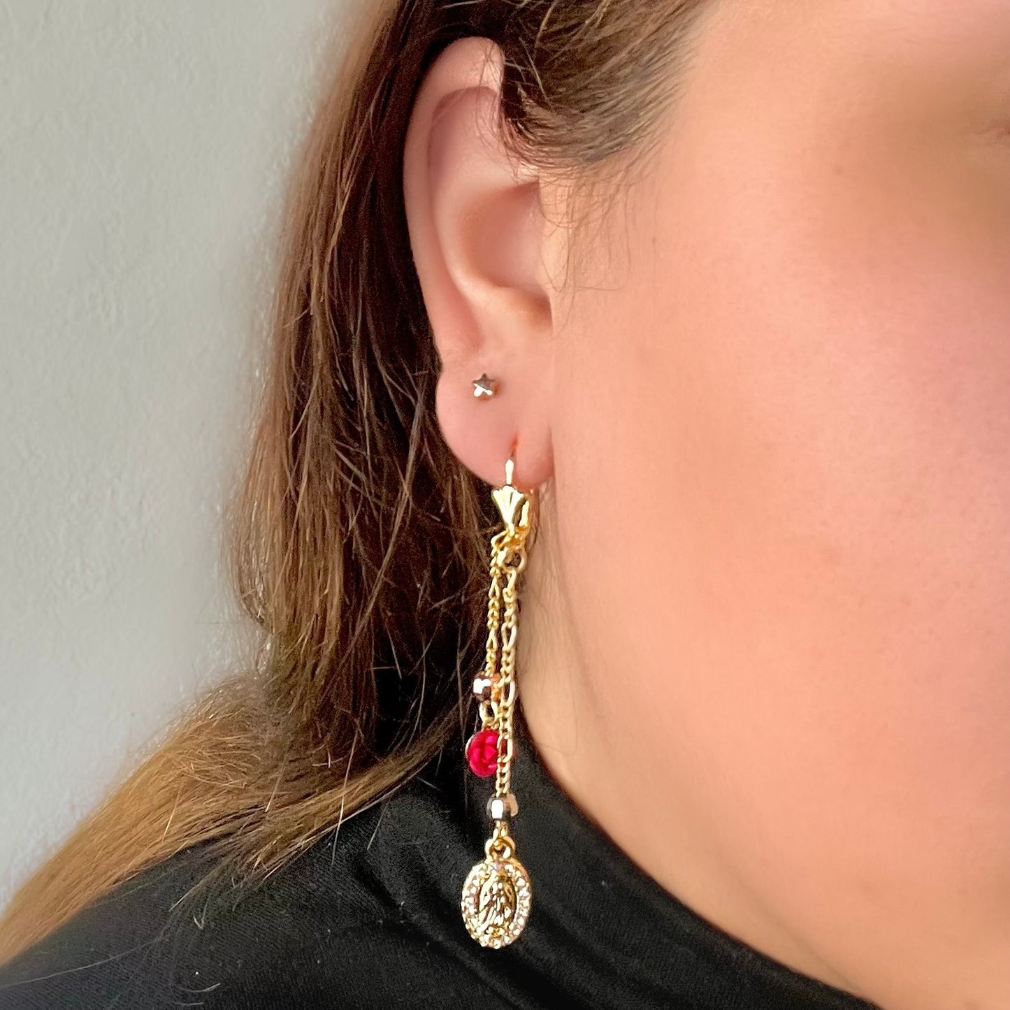 Red Rose Virgencita Earrings
